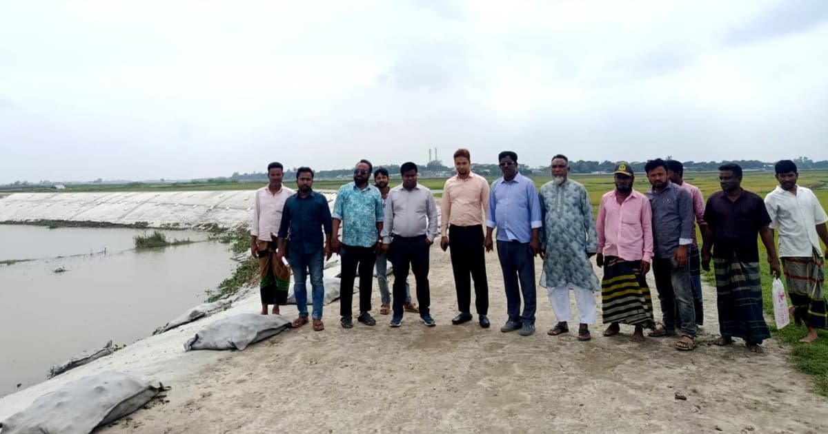 ধর্মপাশায় অতিবৃষ্টিতে ঝুঁকিতে হাওরের বাঁধ