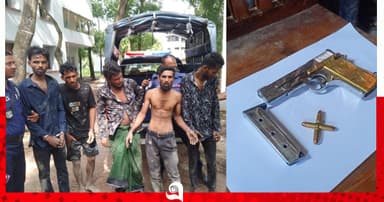 বরগুনায় দেশীয় পিস্তল ও ম্যাগাজিনসহ আটক ৫