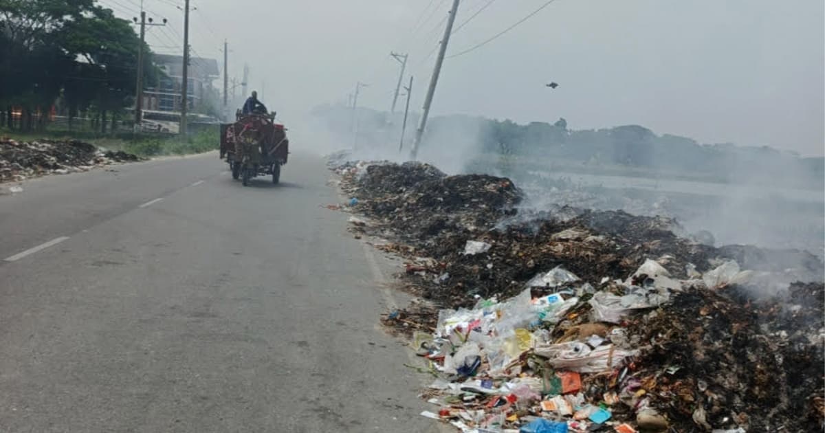 ভোলা-চরফ্যাশন মহাসড়কের পাশে ময়লার ভাগাড়, ভোগান্তিতে মানুষ