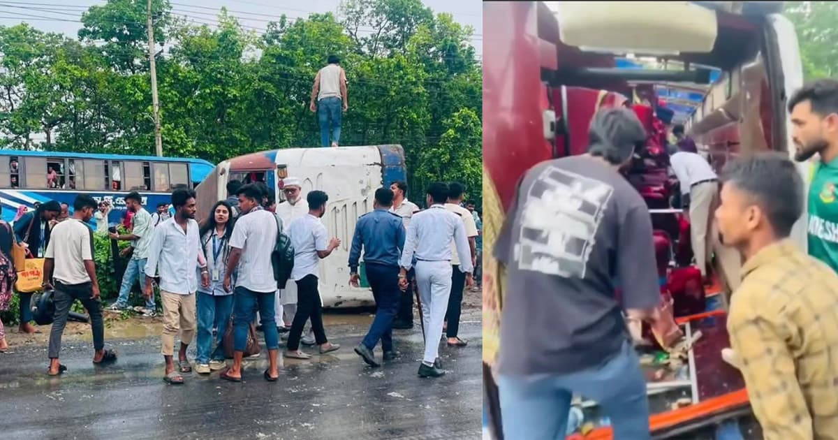 উত্তরা ইউনিভার্সিটির বাস উল্টে ৩০ শিক্ষার্থী আহত