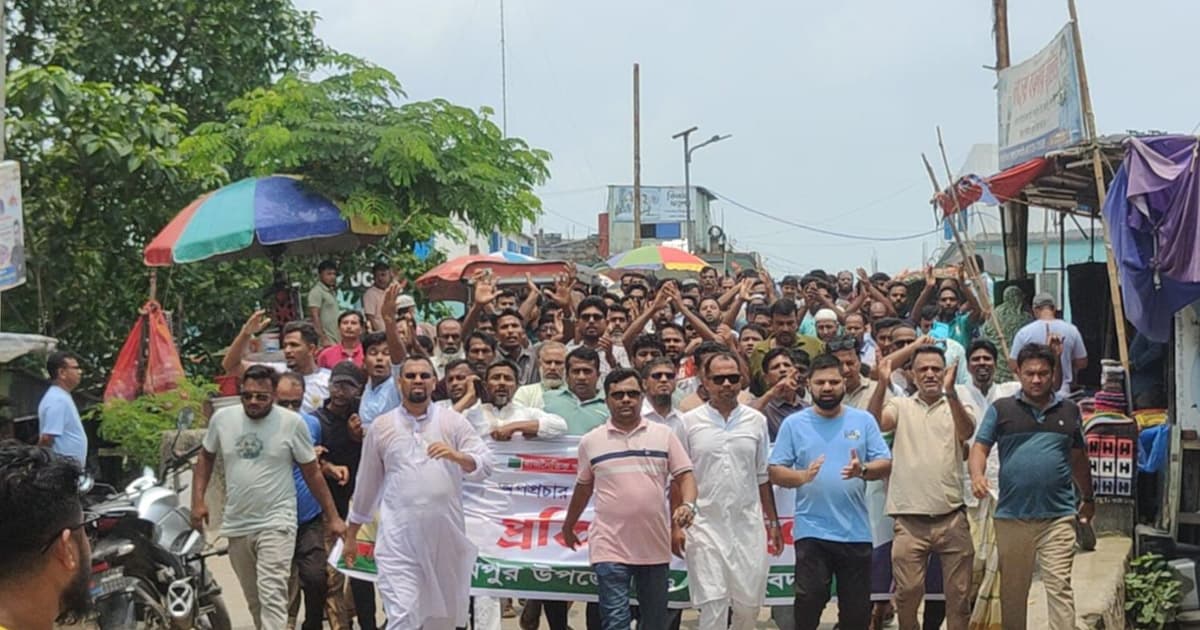 বাঞ্ছারামপুরে যুবদলের বিক্ষোভ মিছিল