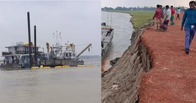 অষ্টগ্রামে নদীভাঙনে গ্রাম ও সড়ক রক্ষায় ড্রেজিং শুরু