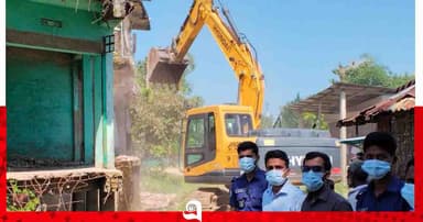 কুলাউড়ায় অবৈধ স্থাপনা উচ্ছেদ