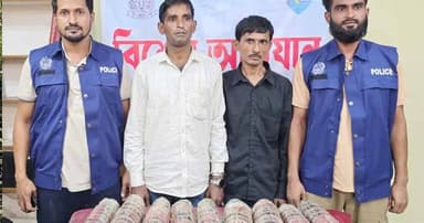 যাত্রীবাহী শ্যামলী বাসে ১৫ কেজি গাঁজা, গ্রেপ্তার ২