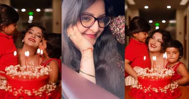 দুই সন্তানকে নিয়ে জন্মদিনের কেক কাটলেন পরীমণি