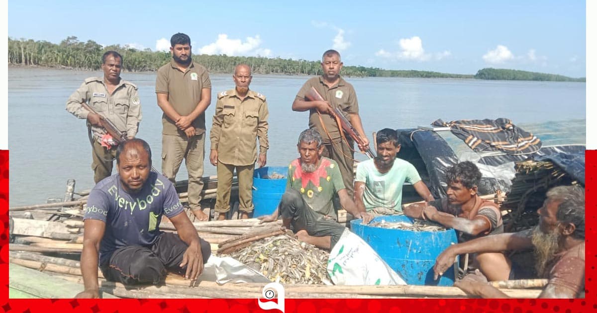 সুন্দরবনের অভয়ারণ্যে মাছ ধরার অপরাধে আটক ৫ জেলে
